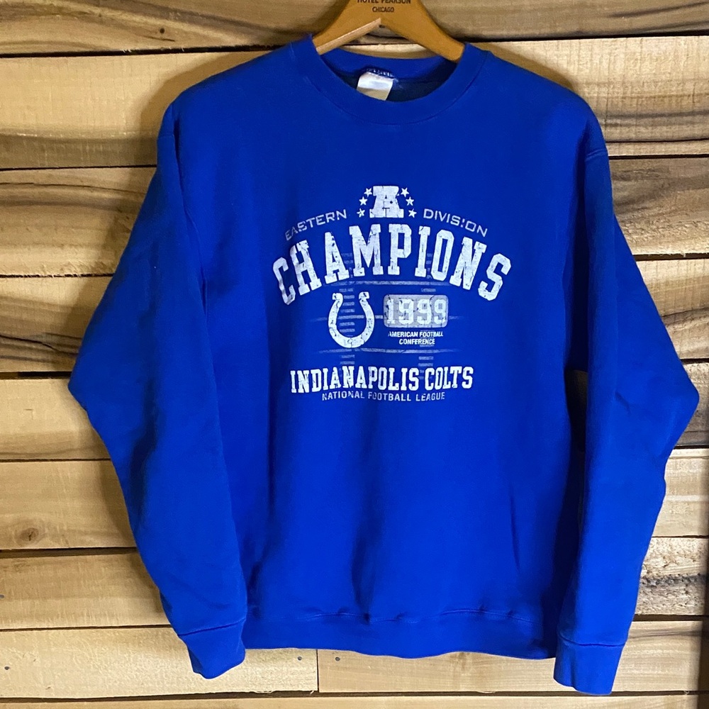 Vintage 1999 Indianapolis Colts AFC East Champions Crewneck Sweatshirt Blue L
